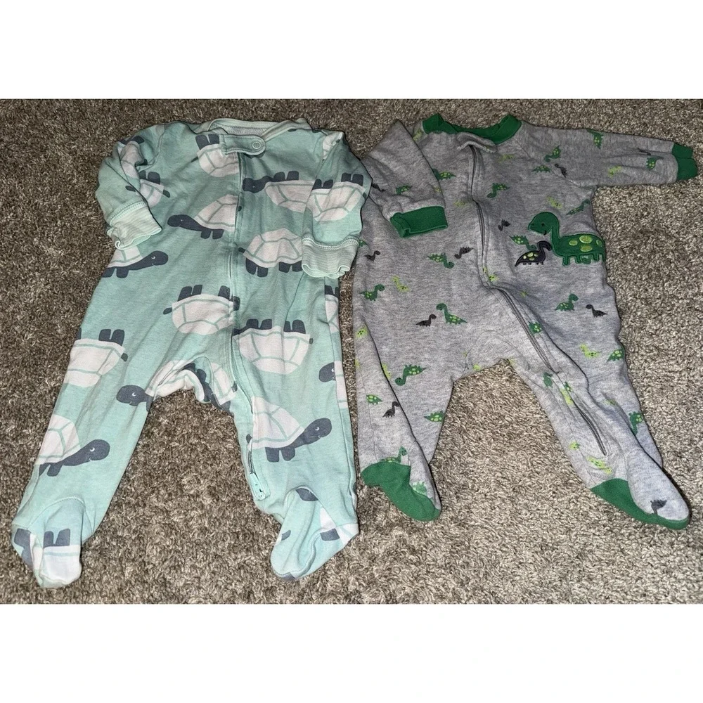 Lot Of 9 Carter's Baby Boy Footed Outfit Clothes (4) Newborn & (5) 3 Months